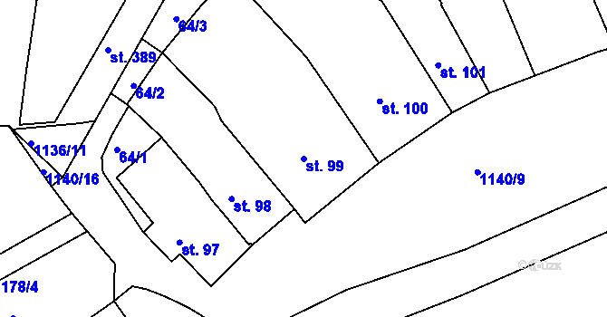 Parcela st. 99 v KÚ Rožmberk nad Vltavou, Katastrální mapa