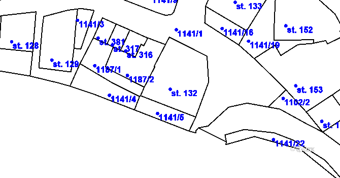 Parcela st. 132 v KÚ Rožmberk nad Vltavou, Katastrální mapa
