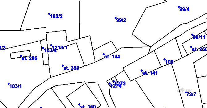 Parcela st. 144 v KÚ Rožmberk nad Vltavou, Katastrální mapa