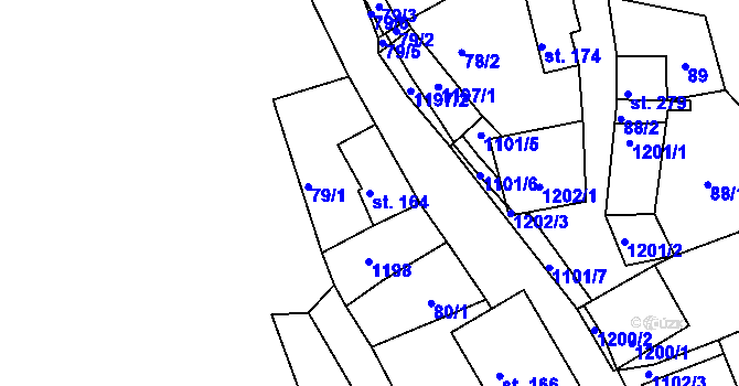 Parcela st. 164 v KÚ Rožmberk nad Vltavou, Katastrální mapa