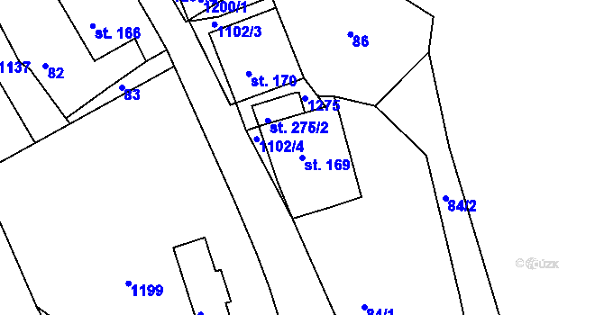 Parcela st. 169 v KÚ Rožmberk nad Vltavou, Katastrální mapa