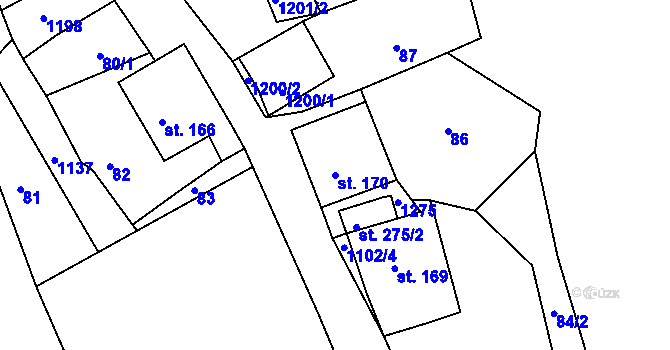 Parcela st. 170 v KÚ Rožmberk nad Vltavou, Katastrální mapa