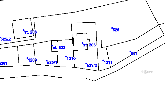Parcela st. 206 v KÚ Rožmberk nad Vltavou, Katastrální mapa