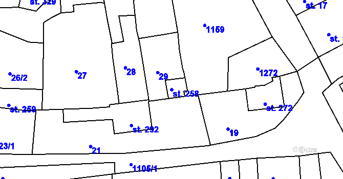 Parcela st. 258 v KÚ Rožmberk nad Vltavou, Katastrální mapa
