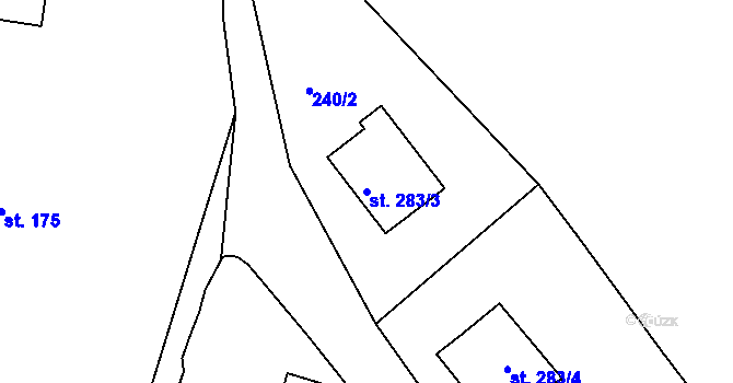 Parcela st. 283/3 v KÚ Rožmberk nad Vltavou, Katastrální mapa