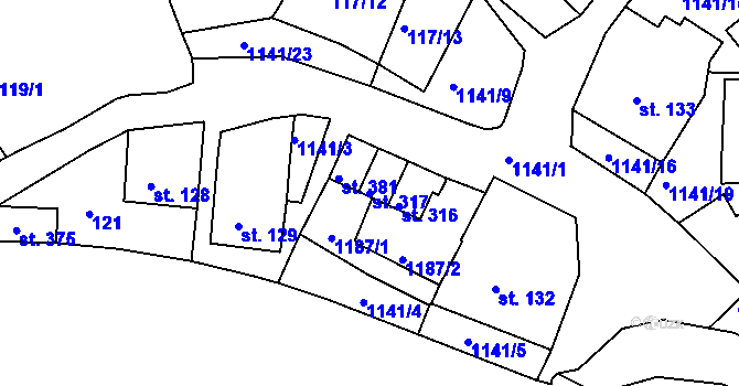 Parcela st. 317 v KÚ Rožmberk nad Vltavou, Katastrální mapa