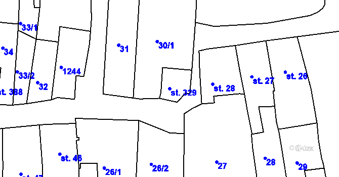 Parcela st. 329 v KÚ Rožmberk nad Vltavou, Katastrální mapa