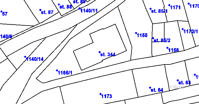 Parcela st. 344 v KÚ Rožmberk nad Vltavou, Katastrální mapa