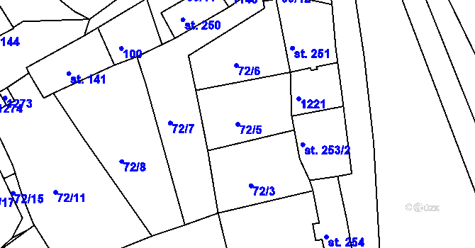 Parcela st. 72/5 v KÚ Rožmberk nad Vltavou, Katastrální mapa