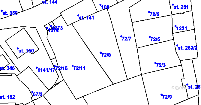 Parcela st. 72/8 v KÚ Rožmberk nad Vltavou, Katastrální mapa