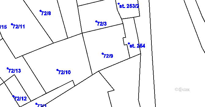 Parcela st. 72/9 v KÚ Rožmberk nad Vltavou, Katastrální mapa