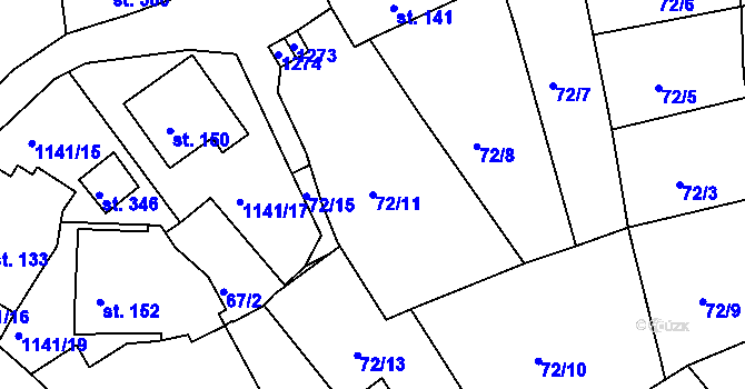 Parcela st. 72/11 v KÚ Rožmberk nad Vltavou, Katastrální mapa