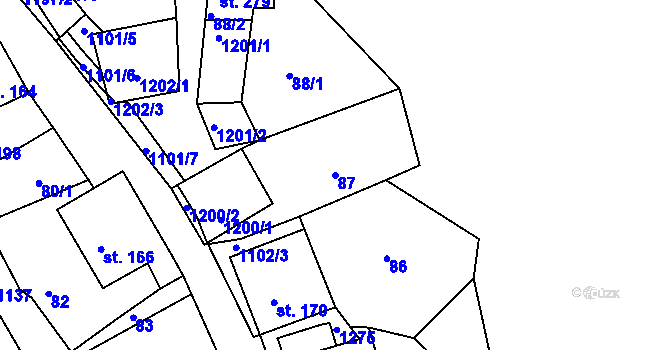 Parcela st. 87 v KÚ Rožmberk nad Vltavou, Katastrální mapa