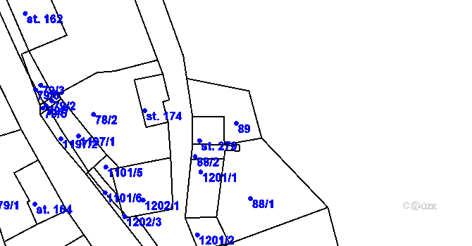 Parcela st. 89 v KÚ Rožmberk nad Vltavou, Katastrální mapa