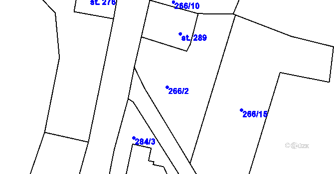 Parcela st. 266/2 v KÚ Rožmberk nad Vltavou, Katastrální mapa