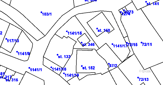 Parcela st. 346 v KÚ Rožmberk nad Vltavou, Katastrální mapa