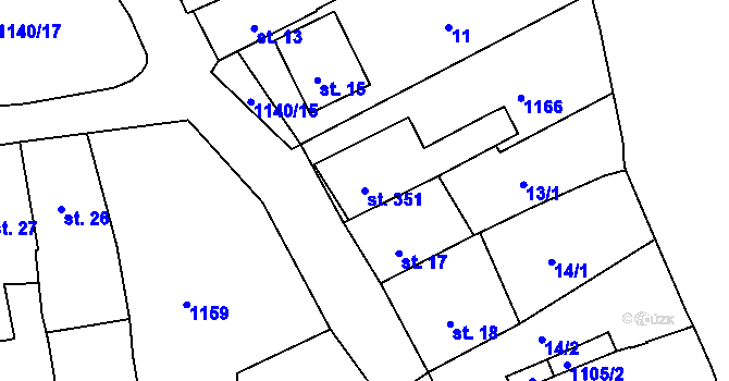 Parcela st. 351 v KÚ Rožmberk nad Vltavou, Katastrální mapa