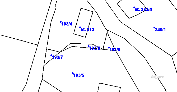 Parcela st. 193/8 v KÚ Rožmberk nad Vltavou, Katastrální mapa