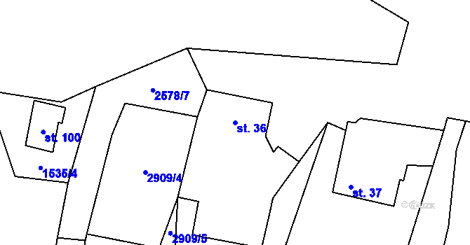 Parcela st. 36 v KÚ Čeřín, Katastrální mapa