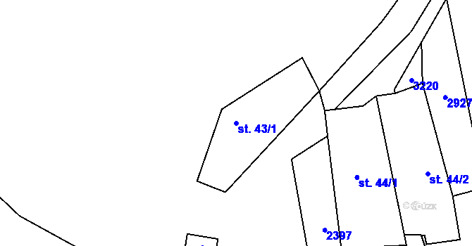 Parcela st. 43/1 v KÚ Čeřín, Katastrální mapa