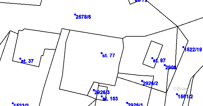 Parcela st. 77 v KÚ Čeřín, Katastrální mapa