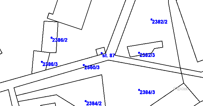 Parcela st. 87 v KÚ Čeřín, Katastrální mapa