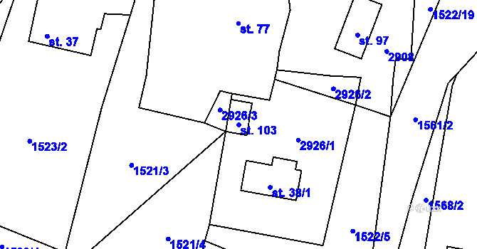 Parcela st. 103 v KÚ Čeřín, Katastrální mapa