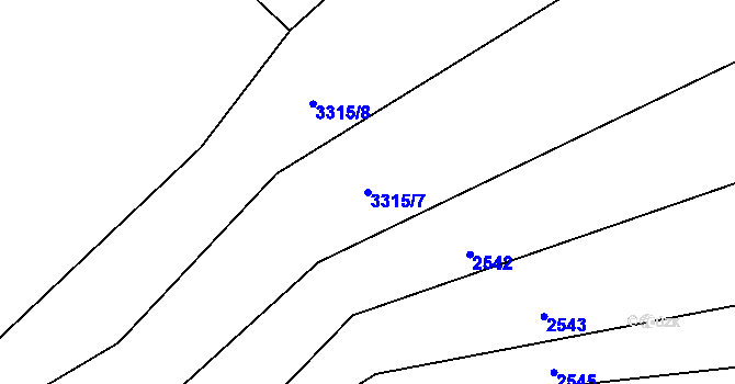 Parcela st. 3315/7 v KÚ Hněvanov, Katastrální mapa