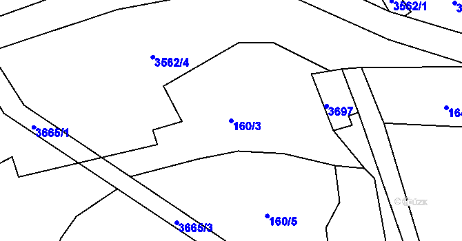 Parcela st. 160/3 v KÚ Hněvanov, Katastrální mapa