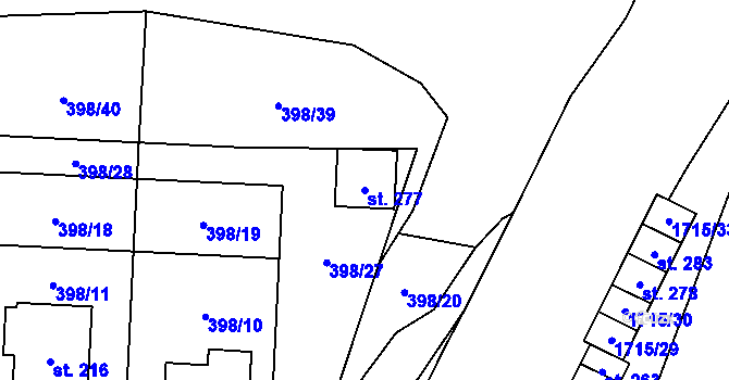 Parcela st. 277 v KÚ Rožmitál na Šumavě, Katastrální mapa