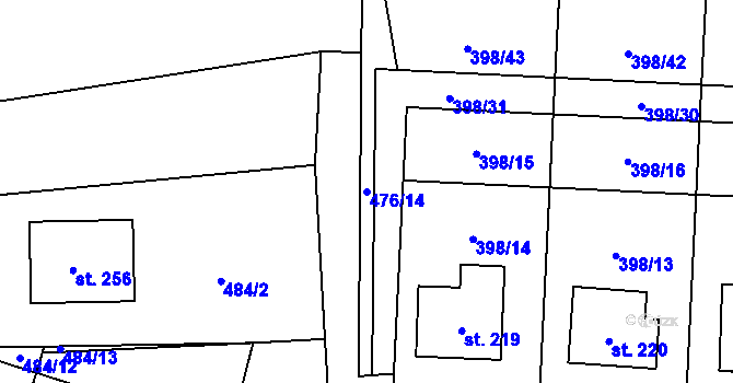 Parcela st. 476/14 v KÚ Rožmitál na Šumavě, Katastrální mapa