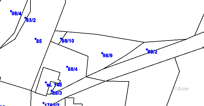 Parcela st. 98/9 v KÚ Rožmitál na Šumavě, Katastrální mapa