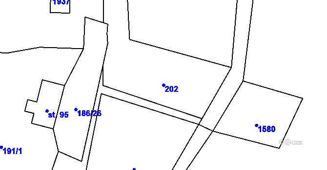 Parcela st. 202 v KÚ Rožmitál na Šumavě, Katastrální mapa