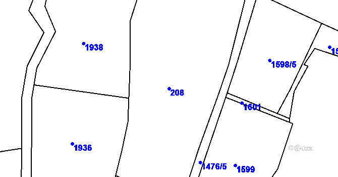 Parcela st. 208 v KÚ Rožmitál na Šumavě, Katastrální mapa