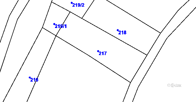 Parcela st. 217 v KÚ Rožmitál na Šumavě, Katastrální mapa