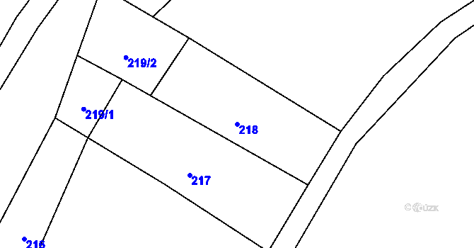 Parcela st. 218 v KÚ Rožmitál na Šumavě, Katastrální mapa