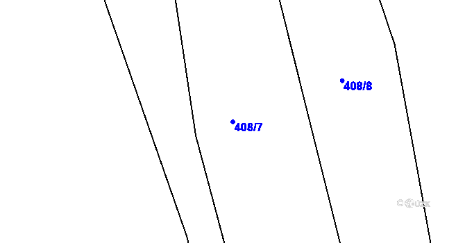 Parcela st. 408/7 v KÚ Rožmitál na Šumavě, Katastrální mapa