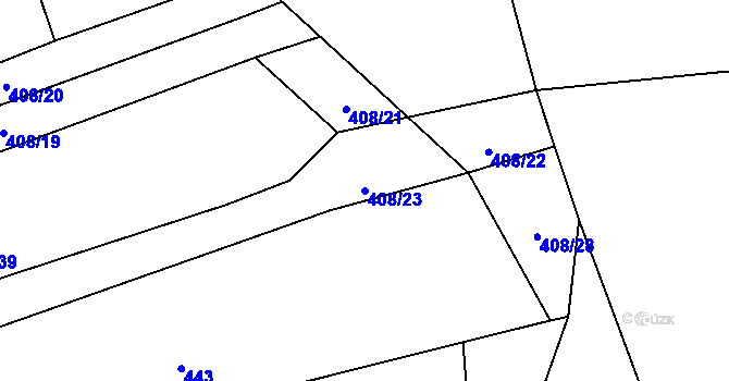 Parcela st. 408/23 v KÚ Rožmitál na Šumavě, Katastrální mapa
