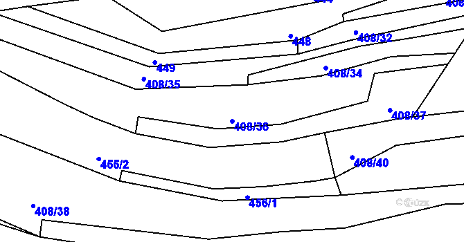 Parcela st. 408/36 v KÚ Rožmitál na Šumavě, Katastrální mapa