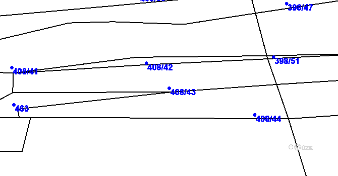 Parcela st. 408/43 v KÚ Rožmitál na Šumavě, Katastrální mapa