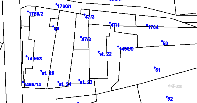 Parcela st. 22 v KÚ Rožmitál na Šumavě, Katastrální mapa