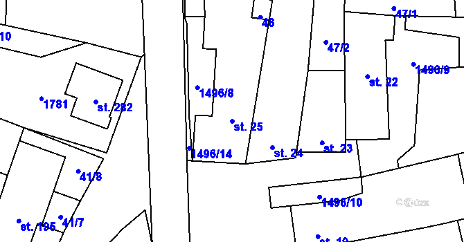 Parcela st. 25 v KÚ Rožmitál na Šumavě, Katastrální mapa