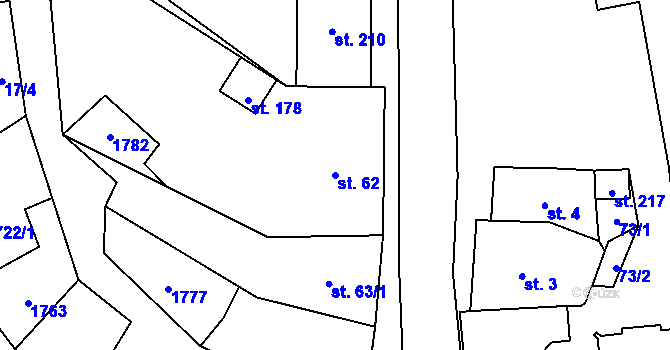 Parcela st. 62 v KÚ Rožmitál na Šumavě, Katastrální mapa