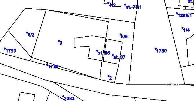 Parcela st. 86 v KÚ Rožmitál na Šumavě, Katastrální mapa