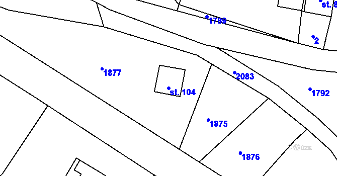 Parcela st. 104 v KÚ Rožmitál na Šumavě, Katastrální mapa