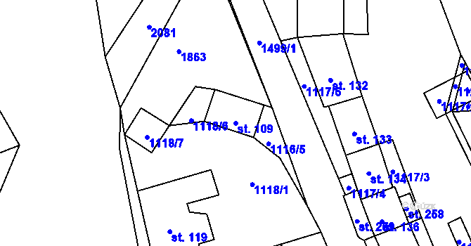 Parcela st. 109 v KÚ Rožmitál na Šumavě, Katastrální mapa