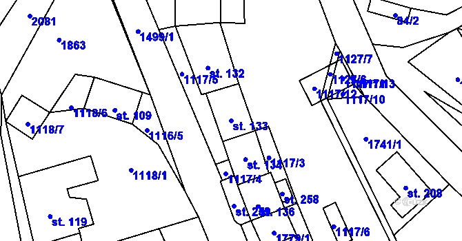 Parcela st. 133 v KÚ Rožmitál na Šumavě, Katastrální mapa