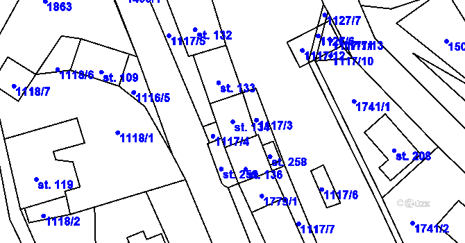 Parcela st. 134 v KÚ Rožmitál na Šumavě, Katastrální mapa