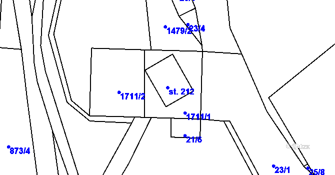 Parcela st. 212 v KÚ Rožmitál na Šumavě, Katastrální mapa