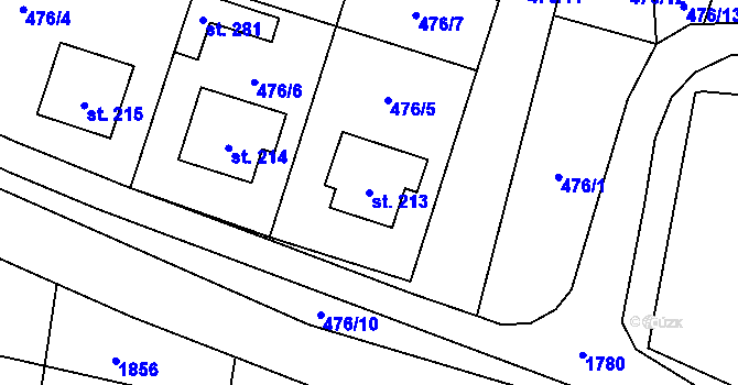 Parcela st. 213 v KÚ Rožmitál na Šumavě, Katastrální mapa